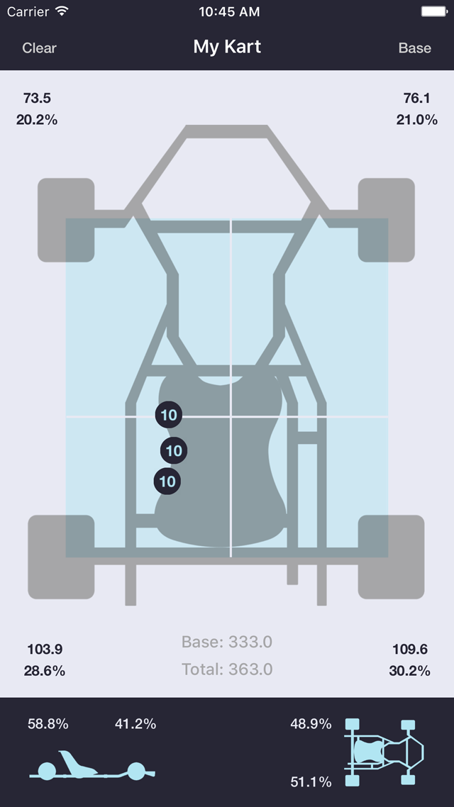 KartBalance Weight distribution calculator